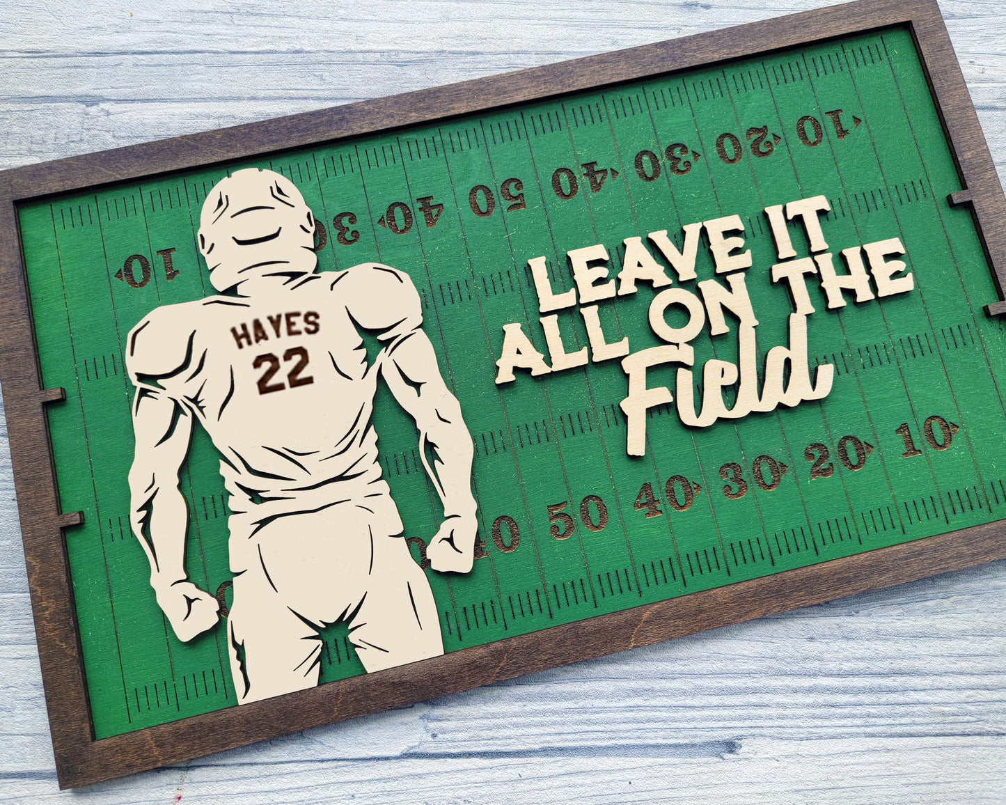 Custom Laser Engraved 3D Effect Football Plaque, Football Sign With Player Name And Jersey Number, Unique Gift for Athletes And Coaches