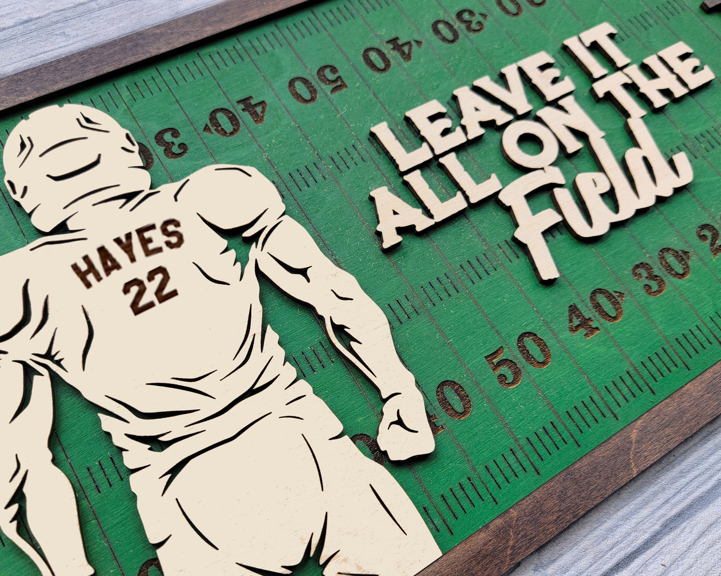 Custom Laser Engraved 3D Effect Football Plaque, Football Sign With Player Name And Jersey Number, Unique Gift for Athletes And Coaches