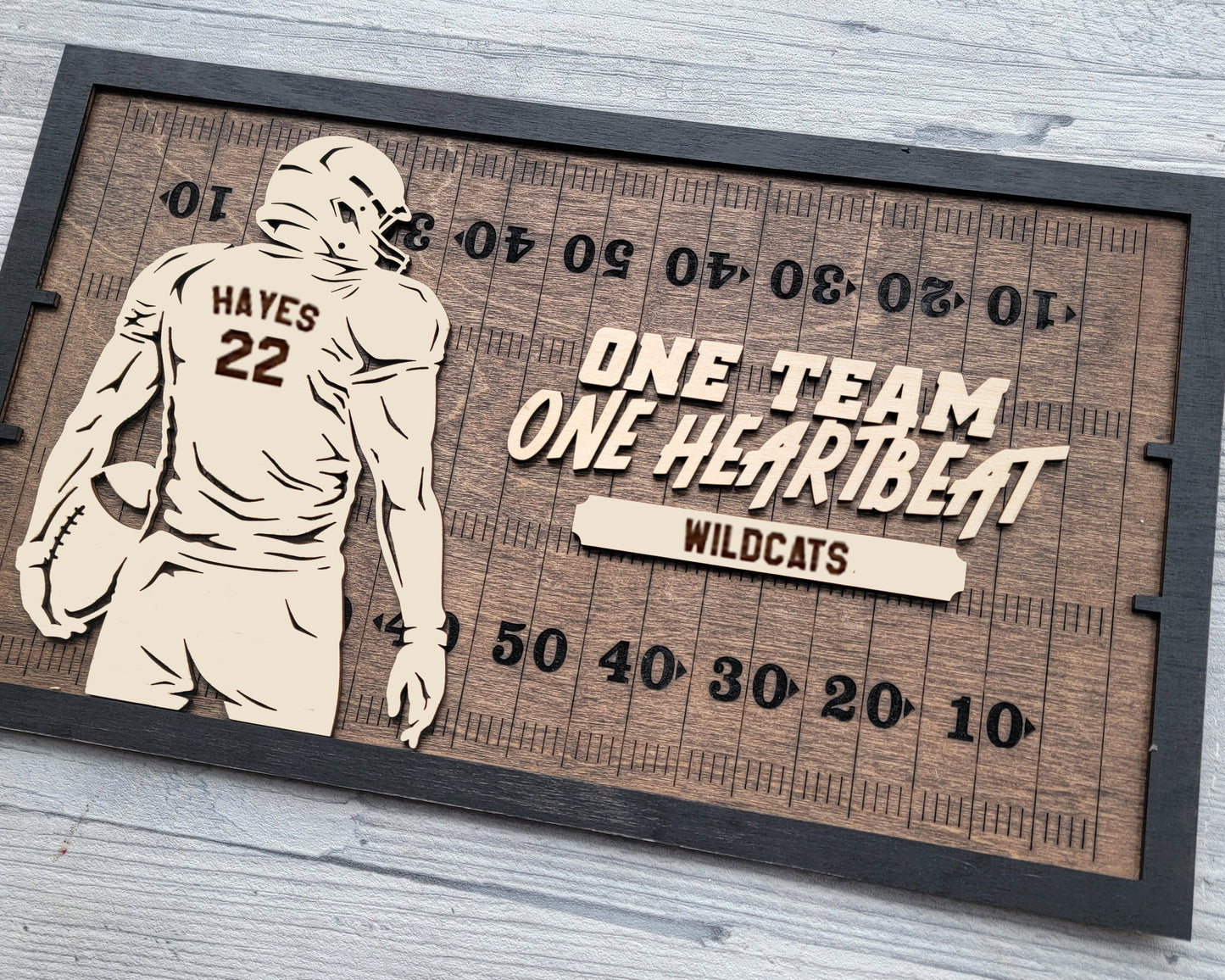 Custom Laser Engraved 3D Effect Football Plaque, Football Sign With Player Name And Jersey Number, Unique Gift for Athletes And Coaches