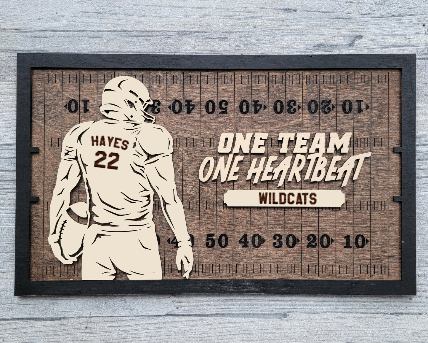 Custom Laser Engraved 3D Effect Football Plaque, Football Sign With Player Name And Jersey Number, Unique Gift for Athletes And Coaches