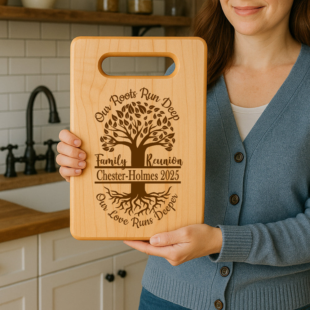 Personalized Family Reunion Maple Wood Cutting Board, Custom With Family Name, Family Reunion Gift Idea, Family Tree Wall Decor