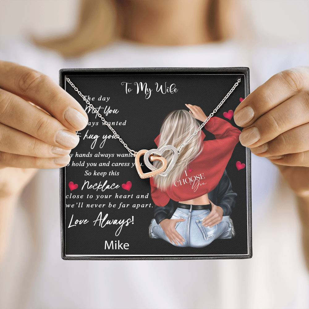 Interlocking Hearts Necklace (Yellow & White Gold Variants)