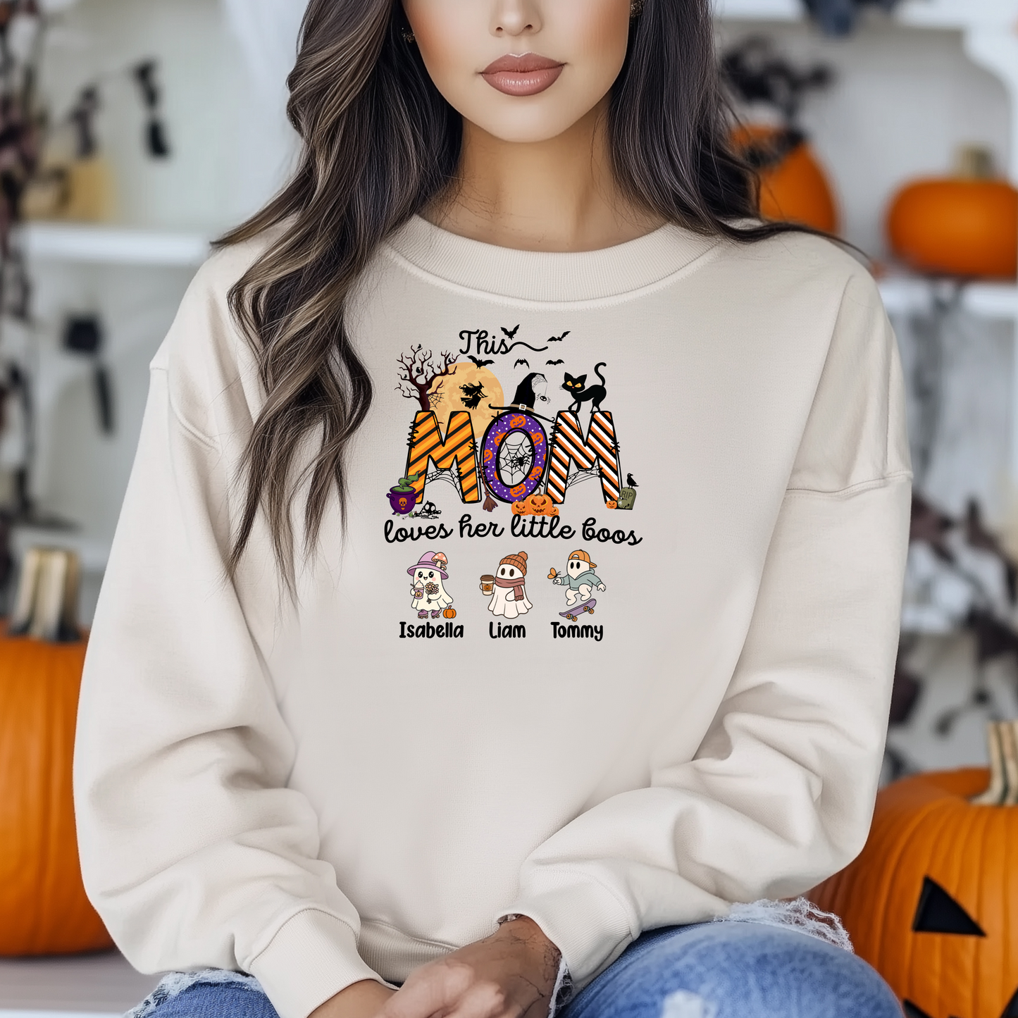 Halloween Boo Personalized Sweatshirt for Moms