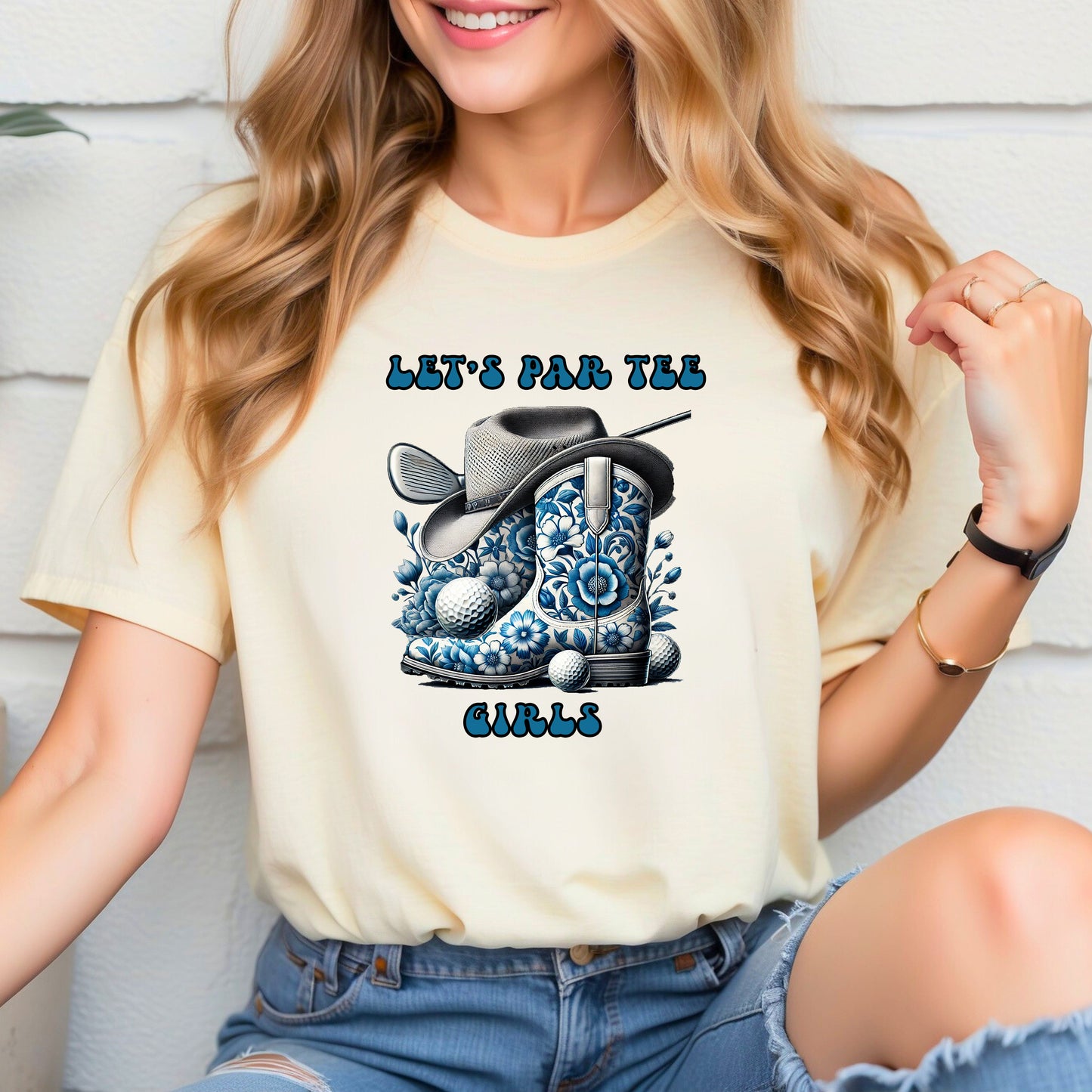 Let's Par Tee Girls Unisex Heavy Cotton Tee and Golf Towel