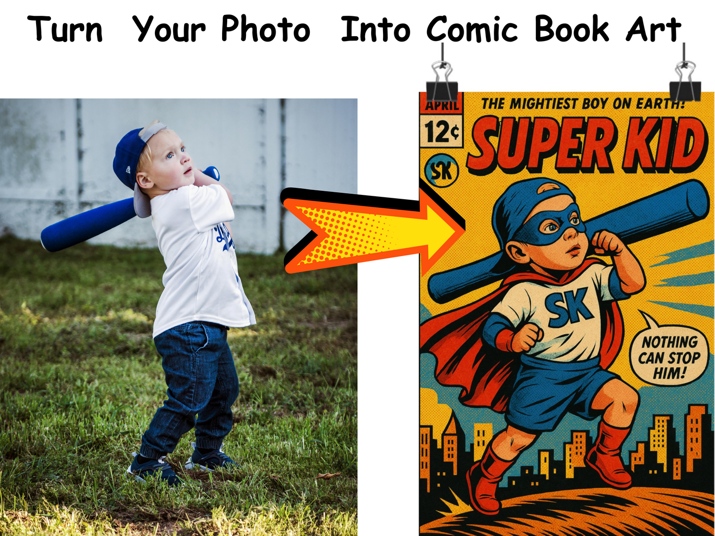 Personalized Comic Book Cover | Custom Superhero Portrait | Retro Pop Art Gift for Dad, Mom, Couple | Poster