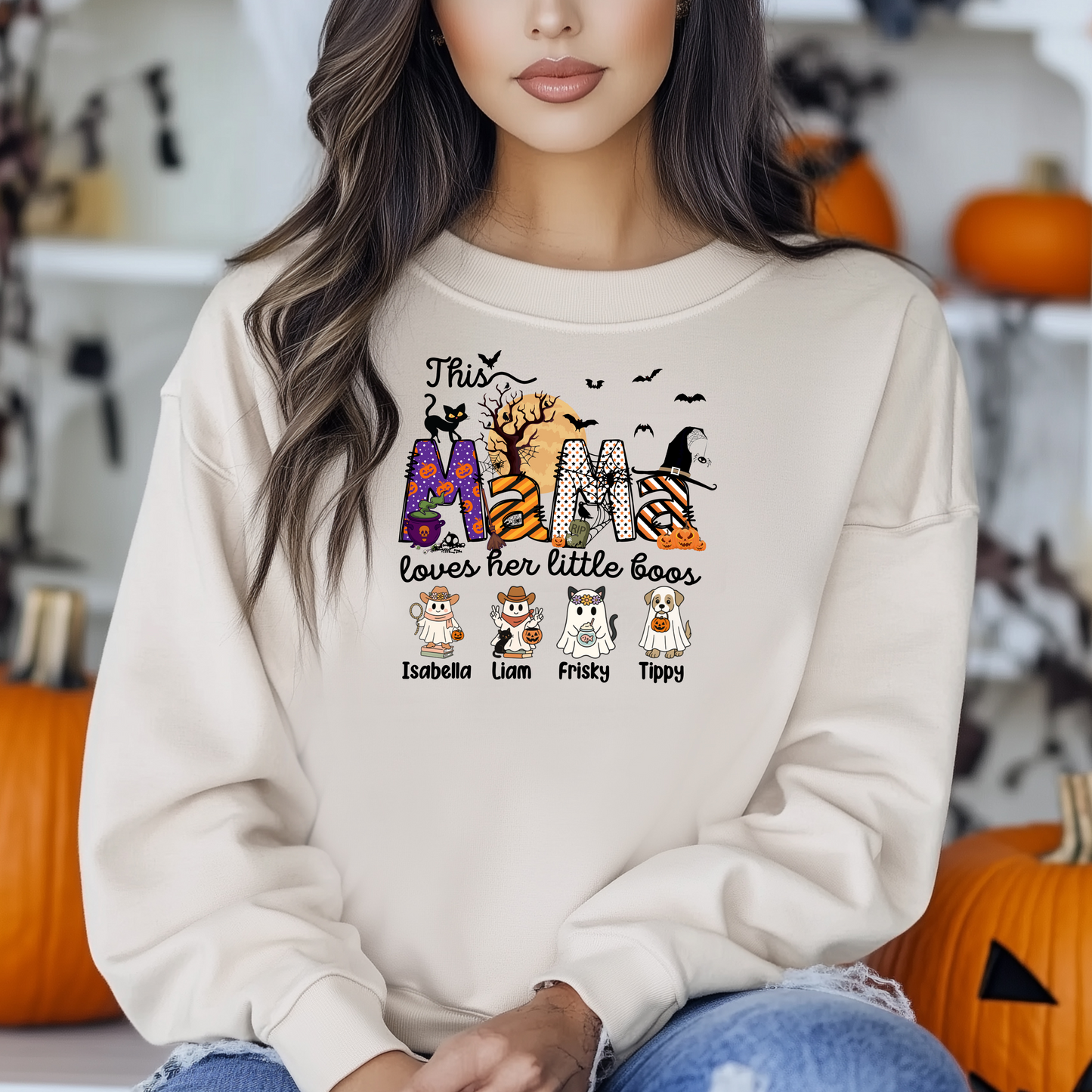 Halloween Boo Personalized Sweatshirt for Moms