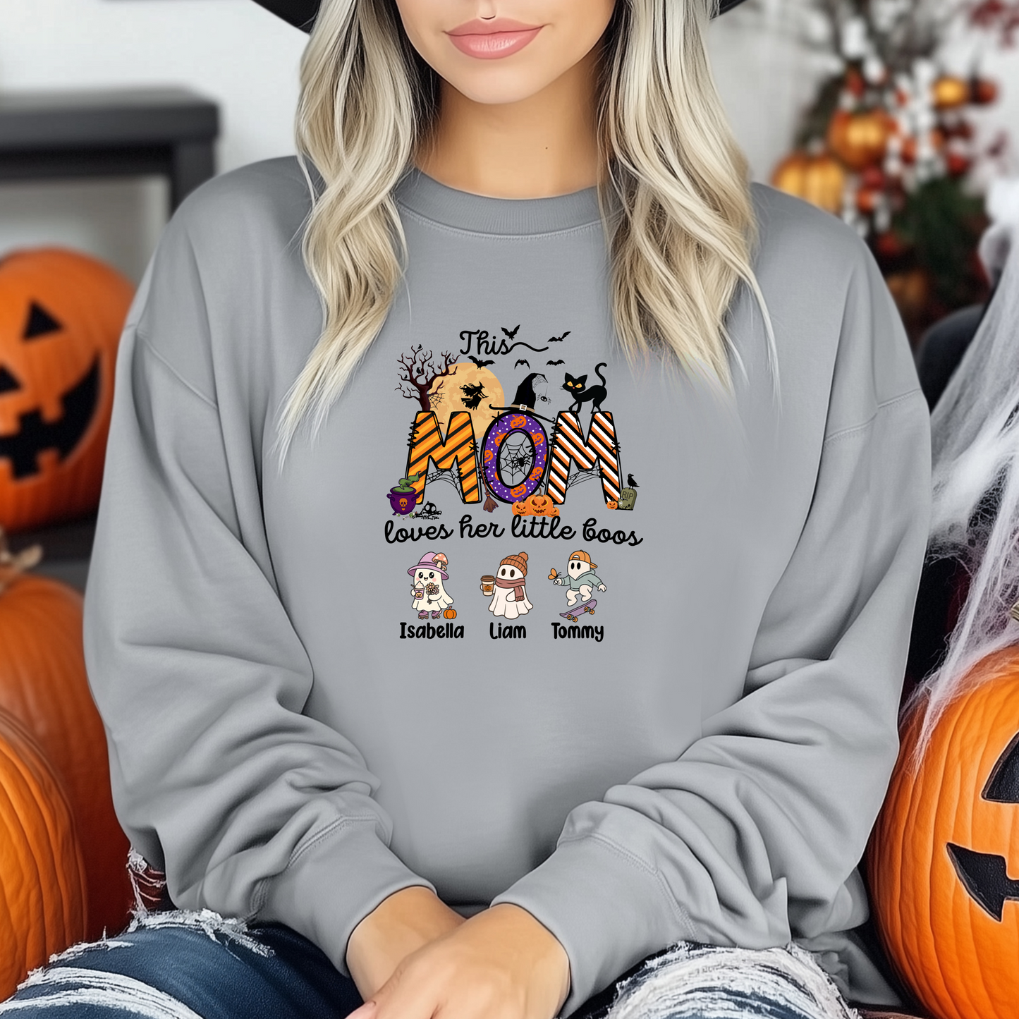 Halloween Boo Personalized Sweatshirt for Moms