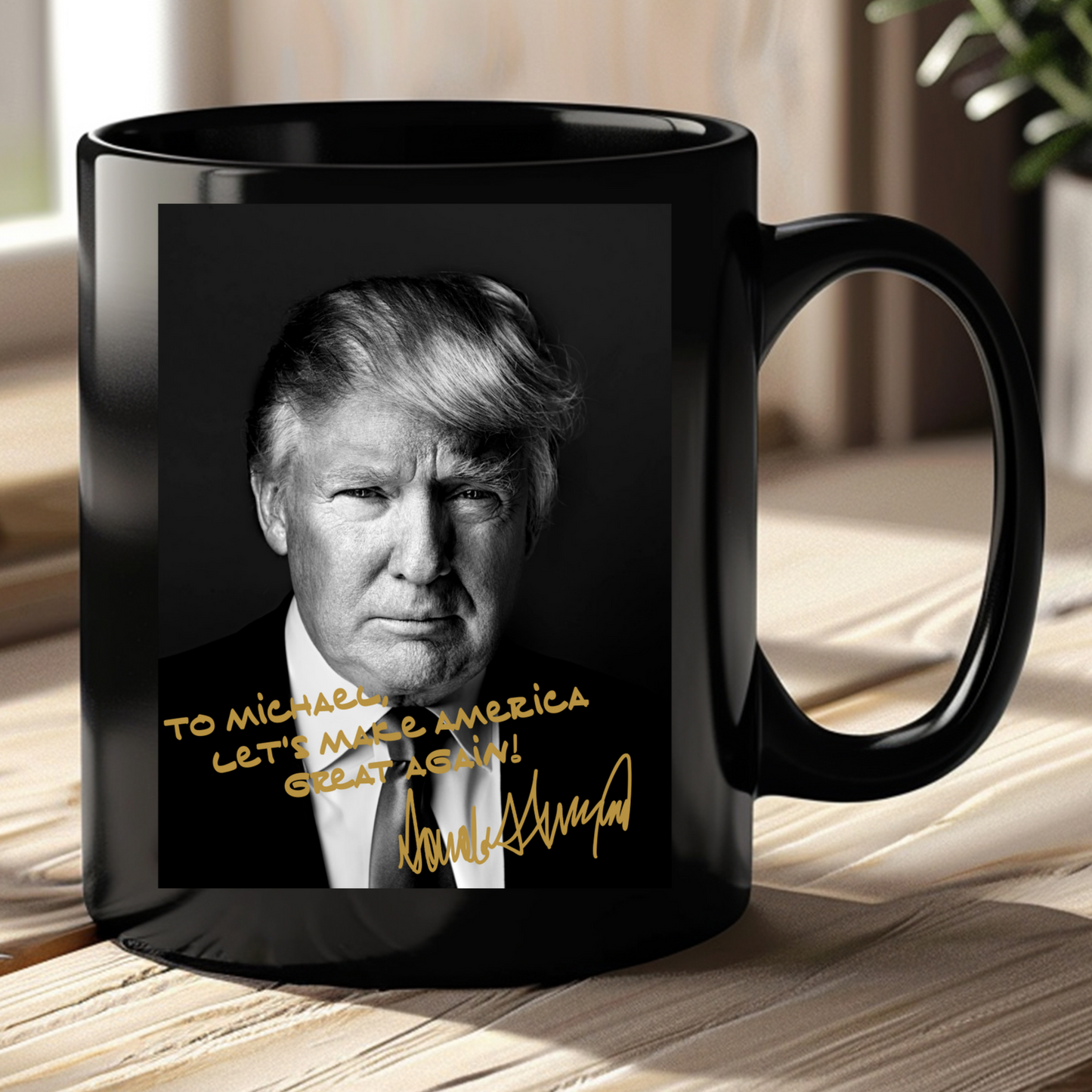 Personalized Black Ceramic Mug - Custom Name & Text