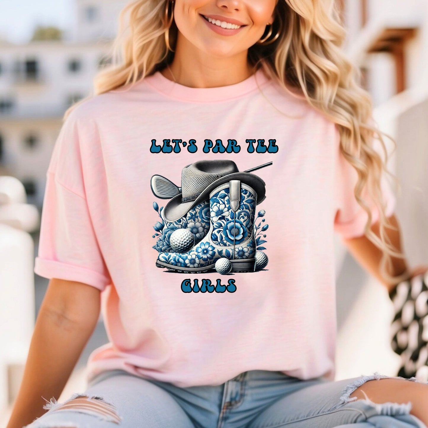 Let's Par Tee Girls Unisex Heavy Cotton Tee and Golf Towel