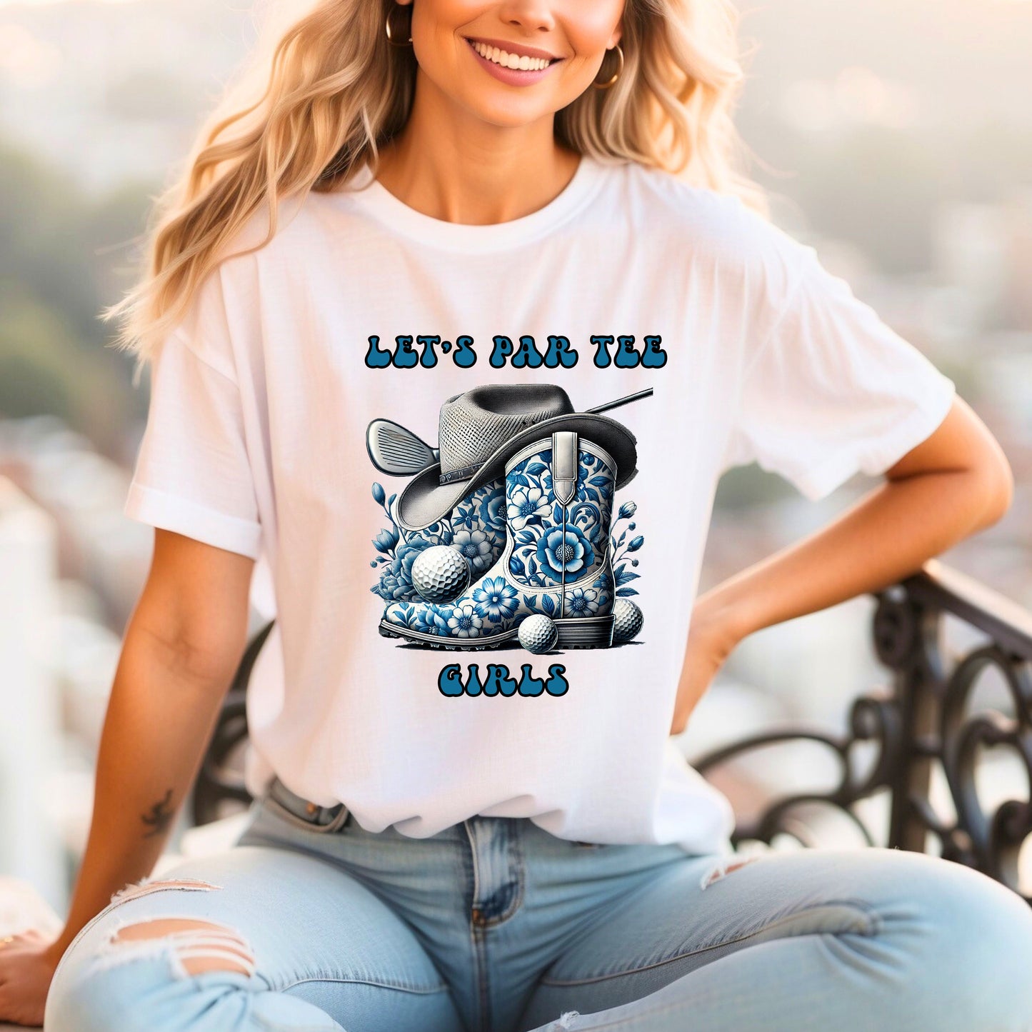 Let's Par Tee Girls Unisex Heavy Cotton Tee and Golf Towel