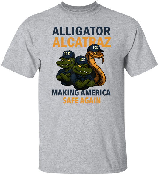 Alligator Alcatraz Patriotic Unisex Heavy Cotton Tee With 11oz White Mug