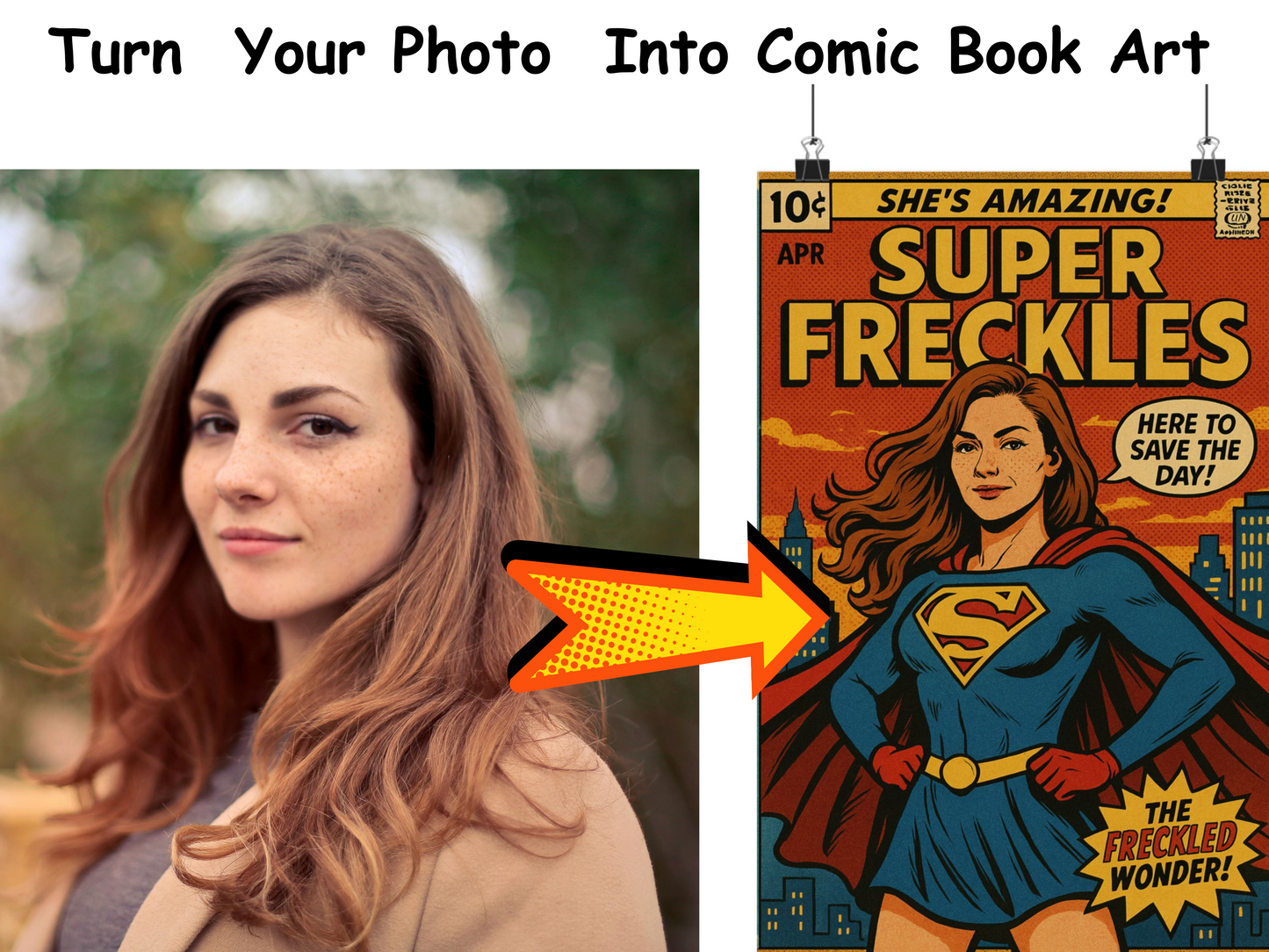 Personalized Comic Book Cover | Custom Superhero Portrait | Retro Pop Art Gift for Dad, Mom, Couple | Poster