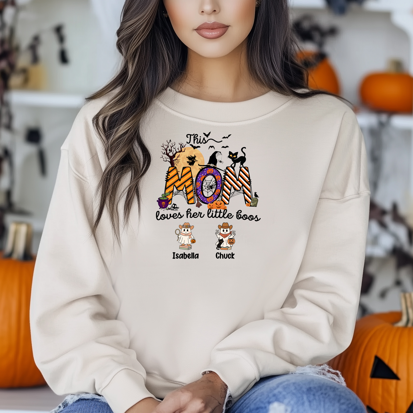 Halloween Boo Personalized Sweatshirt for Moms