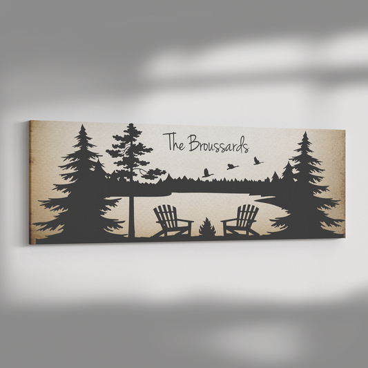 Personalized Lake Scene Flying Ducks Panoramic Canvas