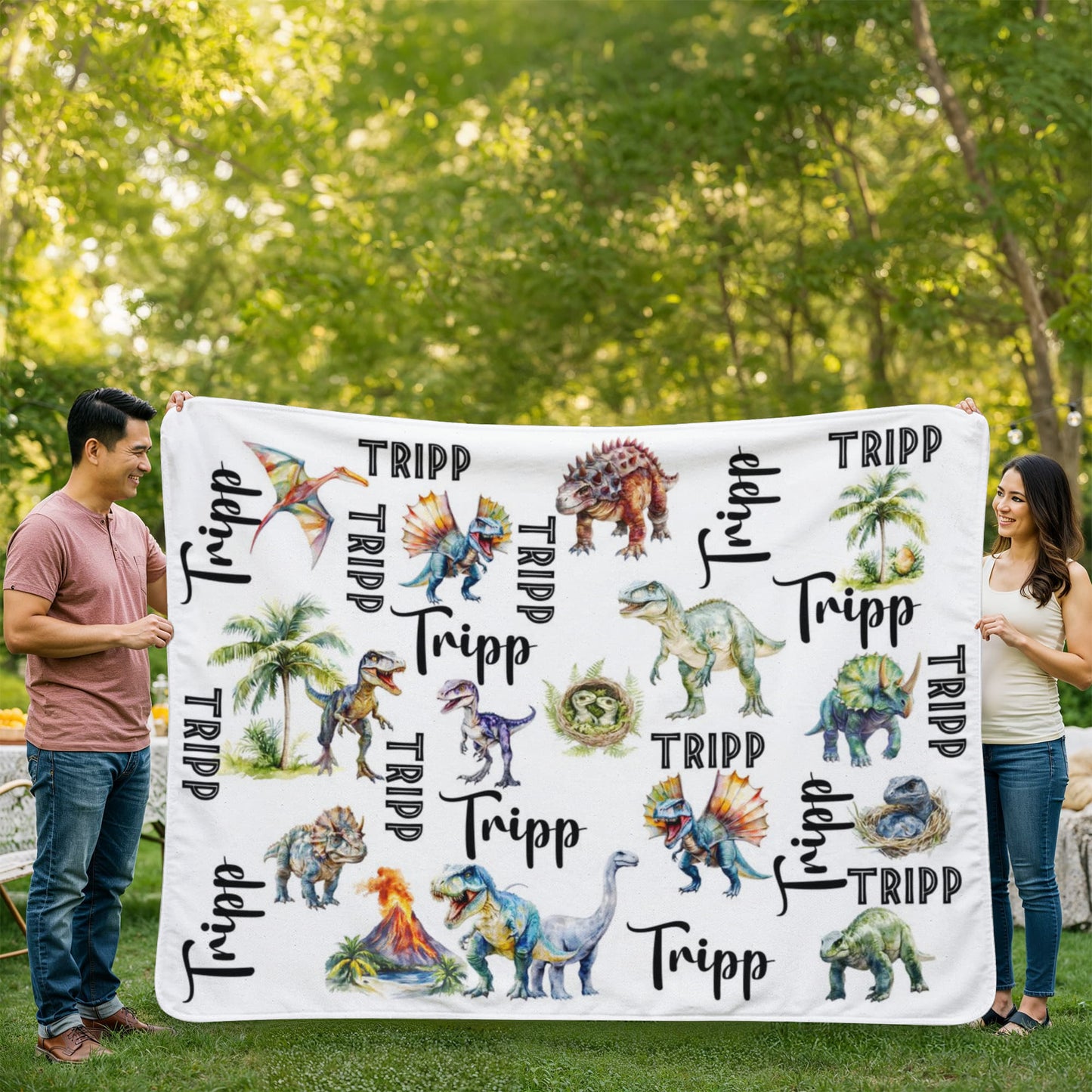 Dinosaur Mink or Sherpa Fleece Blanket, With Matching Pillow Cases