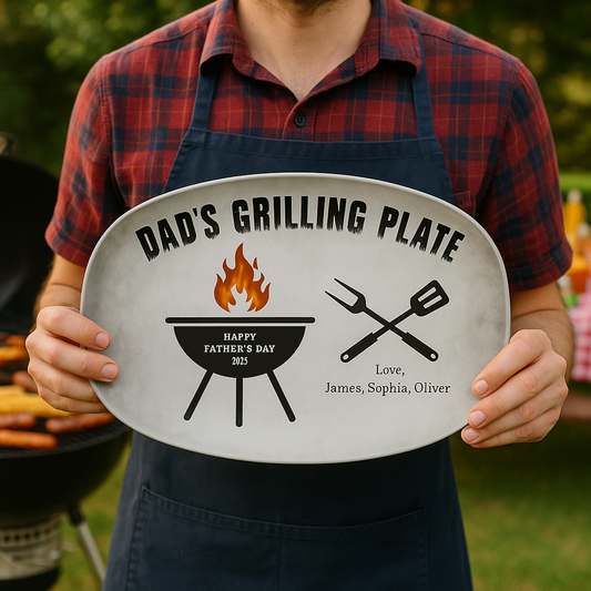 Personalized Dad or Grandpa Grilling Platter With Kids' Names