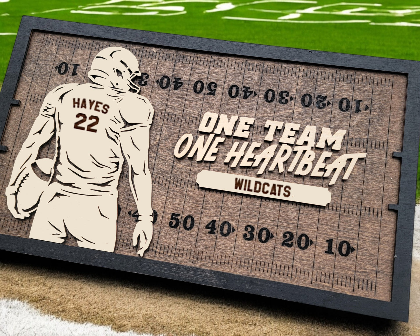 Custom Laser Engraved 3D Effect Football Plaque, Football Sign With Player Name And Jersey Number, Unique Gift for Athletes And Coaches