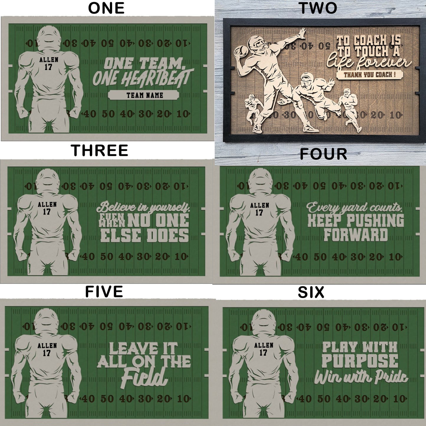 Custom Laser Engraved 3D Effect Football Plaque, Football Sign With Player Name And Jersey Number, Unique Gift for Athletes And Coaches
