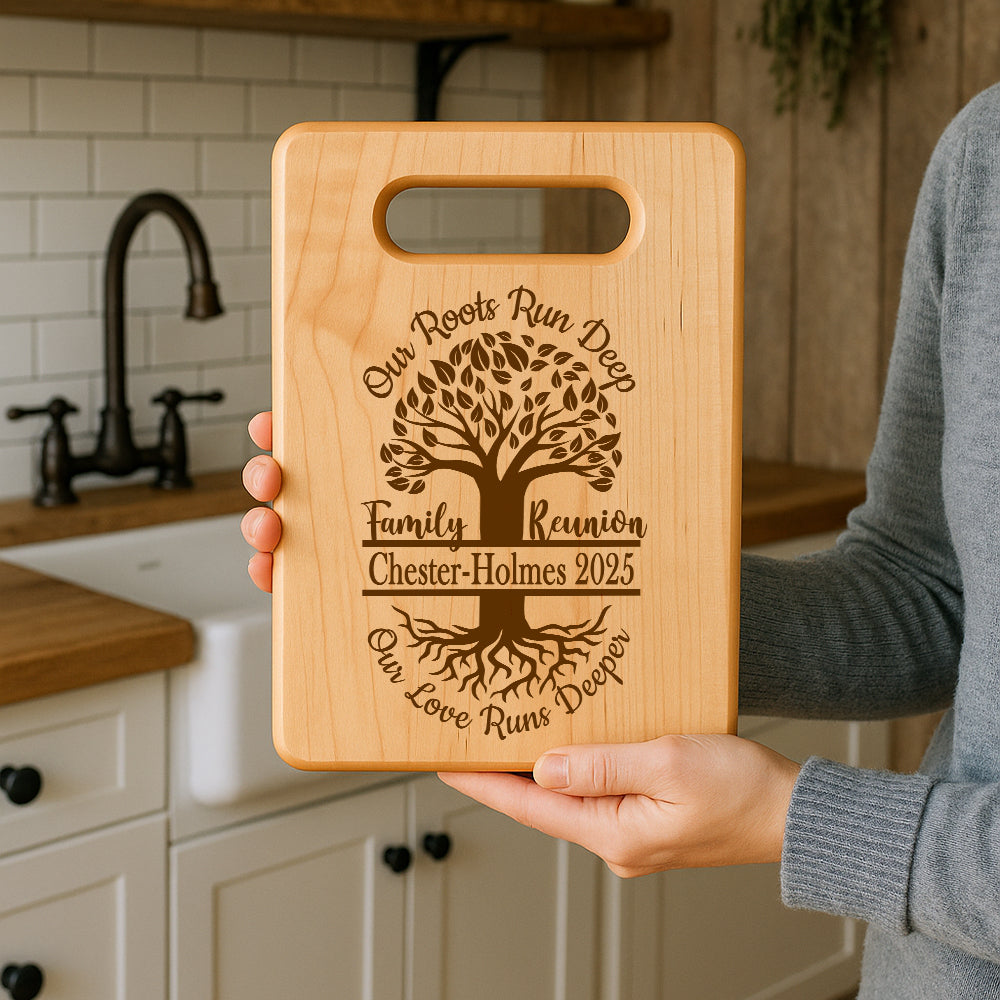 Personalized Family Reunion Maple Wood Cutting Board, Custom With Family Name, Family Reunion Gift Idea, Family Tree Wall Decor