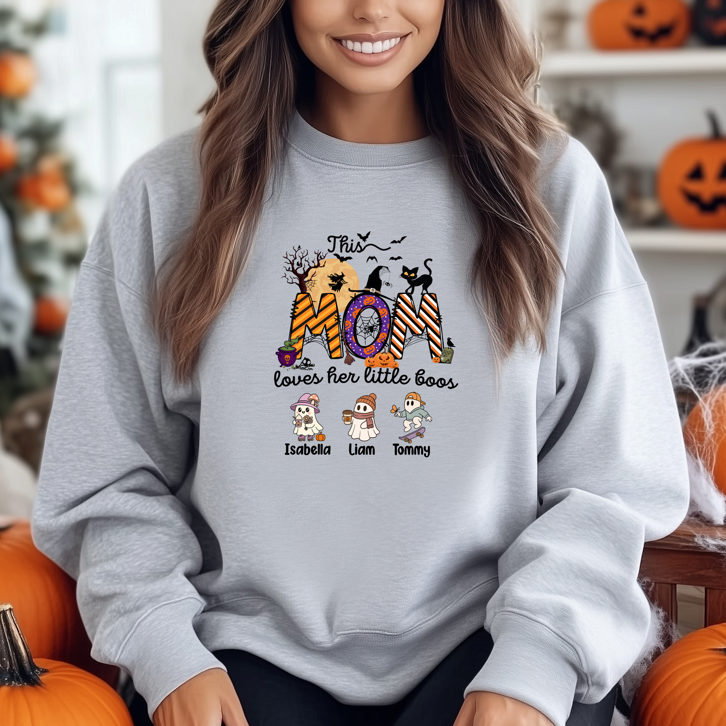 Halloween Boo Personalized Sweatshirt for Moms