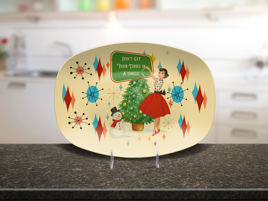 Vintage Christmas Oval Serving Platter