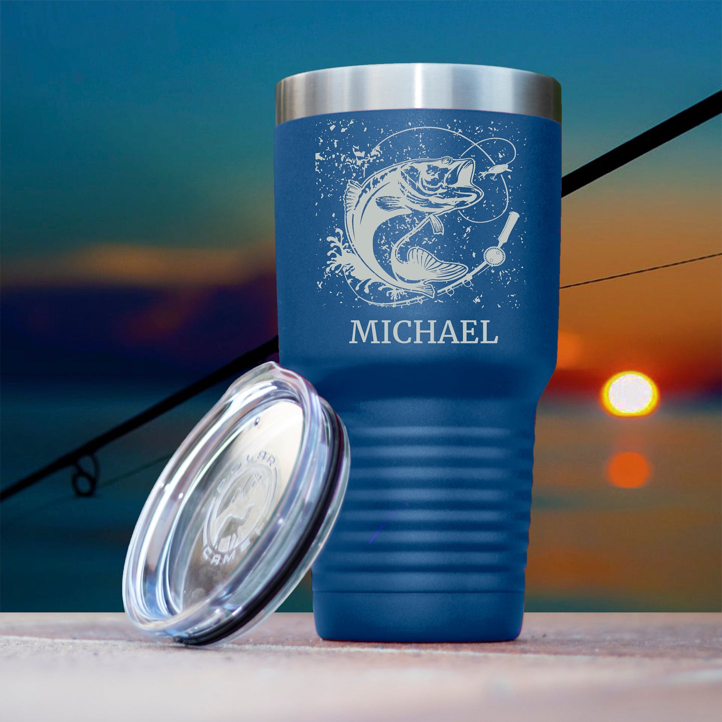 Personalized  Polar Camel 30 oz Ringneck Coffee Tumbler/ Fisherman Gift/ Father's Day/Groomsmen Fishing Laser Birthday Present