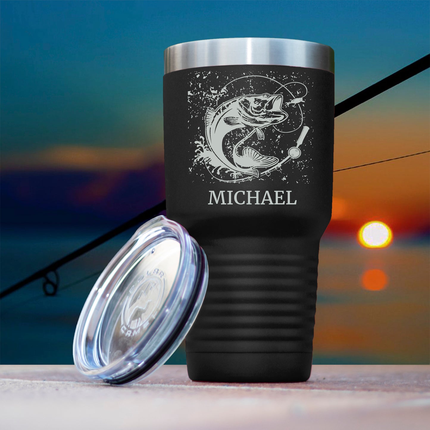 Personalized  Polar Camel 30 oz Ringneck Coffee Tumbler/ Fisherman Gift/ Father's Day/Groomsmen Fishing Laser Birthday Present