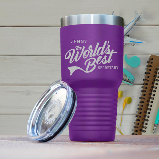World's Best Secretary Polar Camel 30oz Ringneck Tumbler Laser Etched No Colored Art