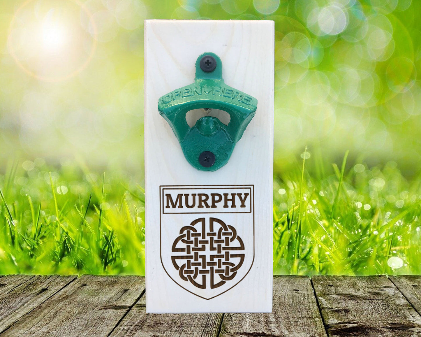 Personalized Wall Mounted Bottle Opener | Celtic Knot