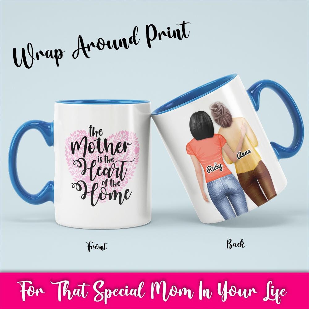 Personalized Mothers Day Gift from Daughter, The Heart Of The Home, Gift For Mom, Mother Daughter Gift, Mom Birthday Coffee Mug