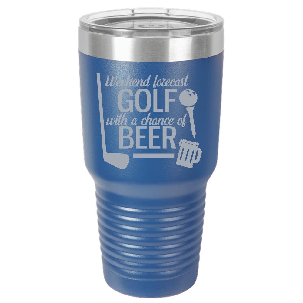 Weekend Forecast Golf With A Chance Of Beer/ Father's Day Gift/ Golf Lover and Beer/ Polar Camel - 30 oz Ringneck Tumbler