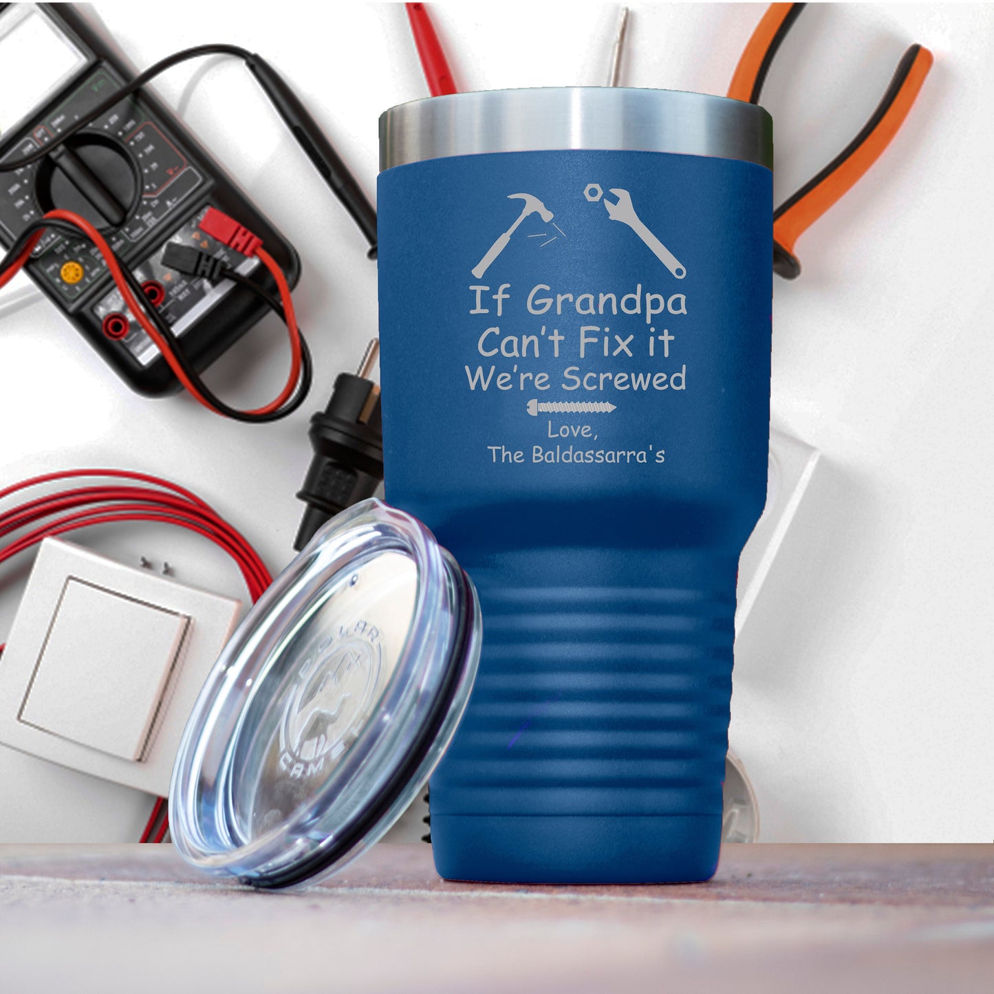 Personalized/If Dad Can't Fix It We're Screwed/Father's Day Gift/Gift for Dad/Dad Polar Camel 30oz Ringneck Stainless Steel Tumbler