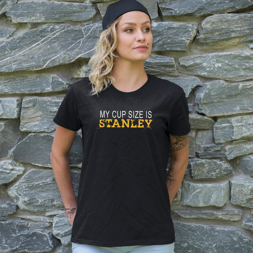 Pittsburgh Hockey Shirt/ My Cup Size Is Stanley/ Team Colors With Black And Yellow/ Hockey Sports Fan