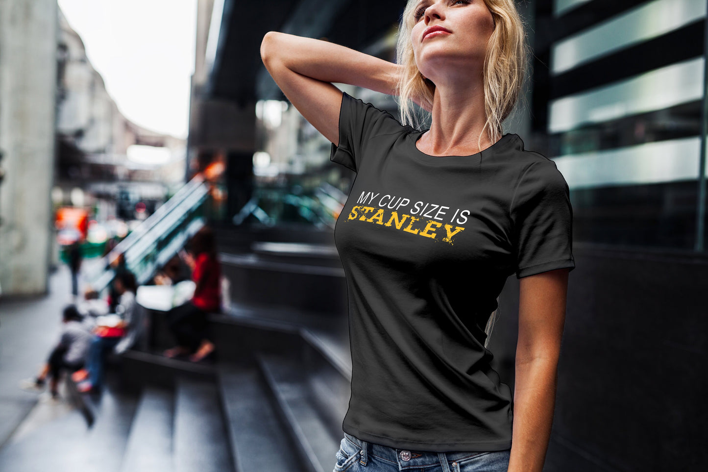 Pittsburgh Hockey Shirt/ My Cup Size Is Stanley/ Team Colors With Black And Yellow/ Hockey Sports Fan