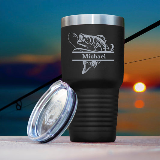 Personalized Bass Fish/ Fisherman Gift/ Father's Day/ Birthday Gift/ Groomsmen Fishing Present/ Laser Engraved 30oz. Tumbler