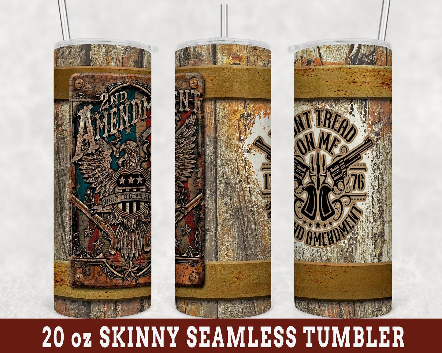 Personalized 2nd Amendment Don't Tread On Me 20 oz Skinny Tumbler