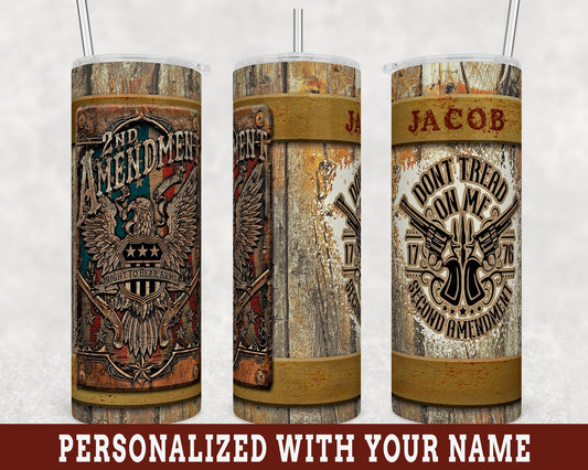 Personalized 2nd Amendment Don't Tread On Me 20 oz Skinny Tumbler