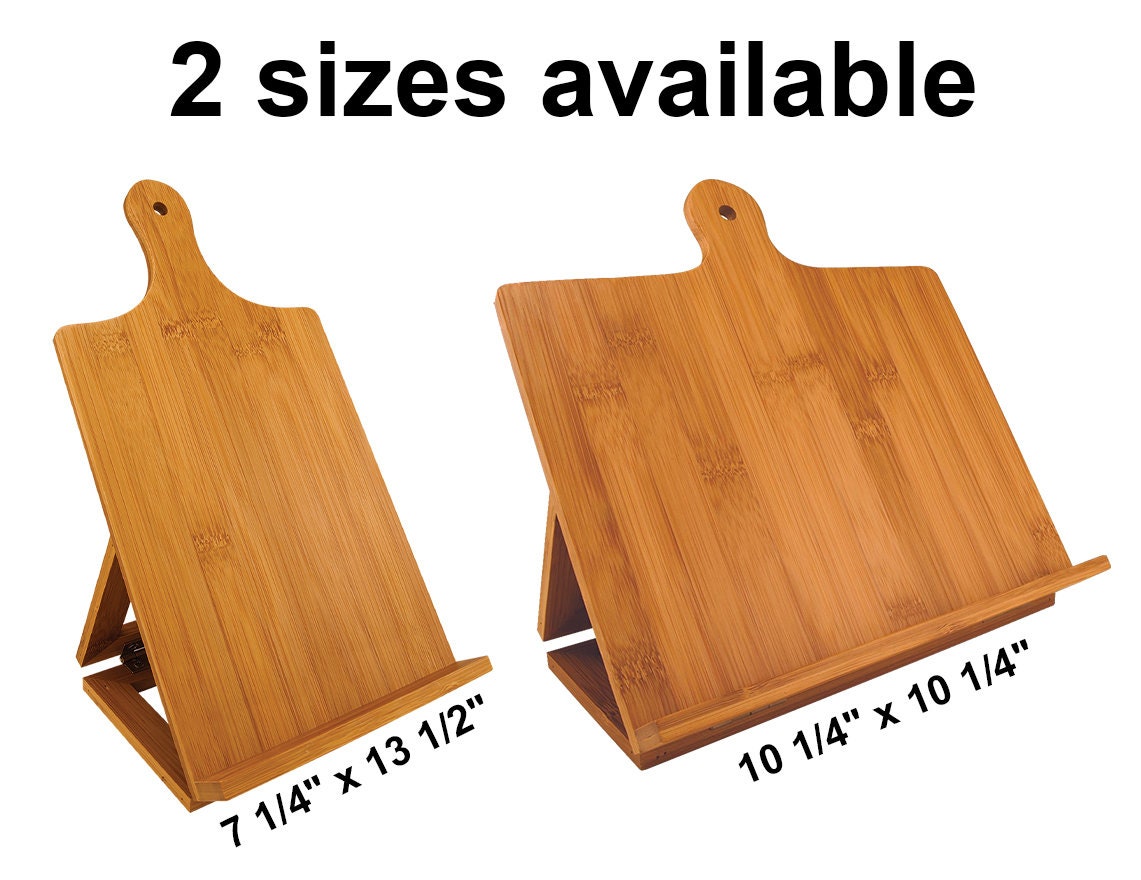 Personalized Bamboo Wood Cookbook Stand, Tablet Holder, With Family Monogram, Mothers Gift, Grandma Gift, Recipe Ipad Holder