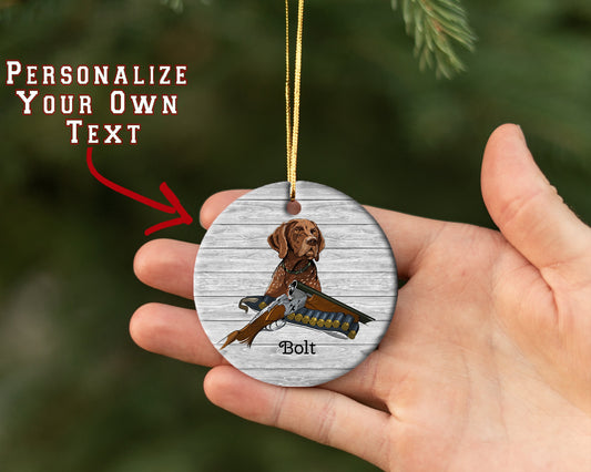 Personalized Brown Lab Hunting Dog/ Ceramic Christmas Ornament/ Customized With Name/ Christmas Tree Gift