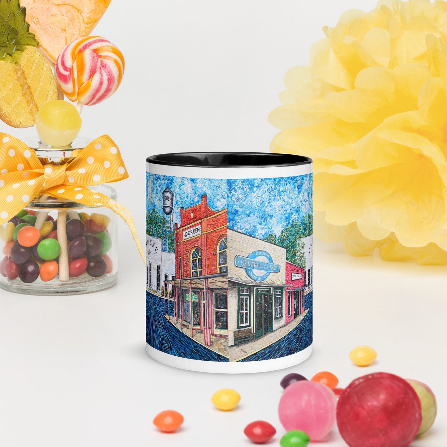 New Braunfels Gruene Hall Mug with Color Inside/ New Braunfels Art/ Local Artist/ Texas Art Print On Mug