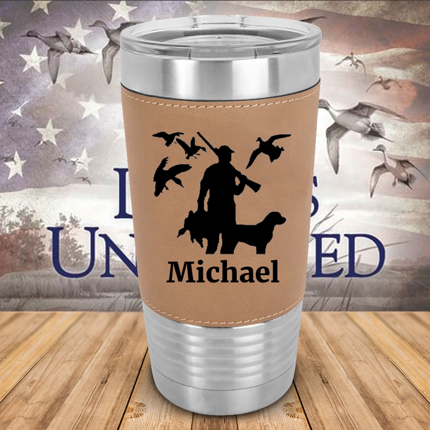 Personalized Duck Hunter 20 oz. Laserable Leatherette Tumbler