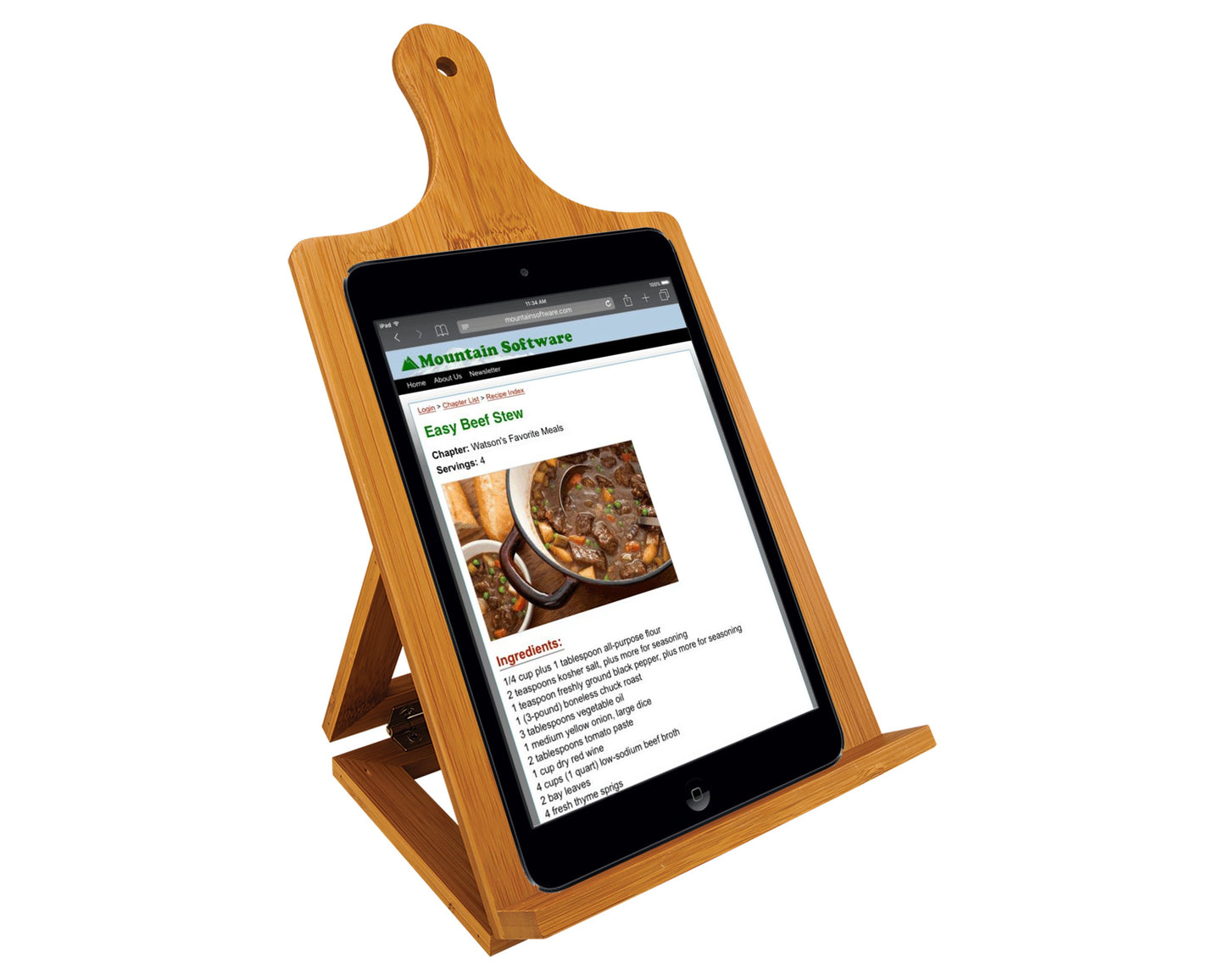 Personalized Bamboo Wood Cookbook Stand, Tablet Holder, With Family Monogram, Mothers Gift, Grandma Gift, Recipe Ipad Holder