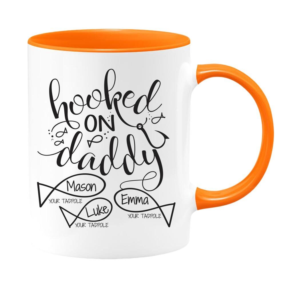 Personalized Hooked On Daddy Fisherman Gift/ Custom With Kids Names/ Christmas/ Birthday/ Father's Day Gift/ Fishing Dad Gift