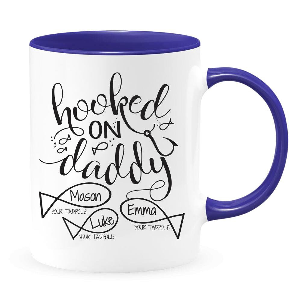 Personalized Hooked On Daddy Fisherman Gift/ Custom With Kids Names/ Christmas/ Birthday/ Father's Day Gift/ Fishing Dad Gift
