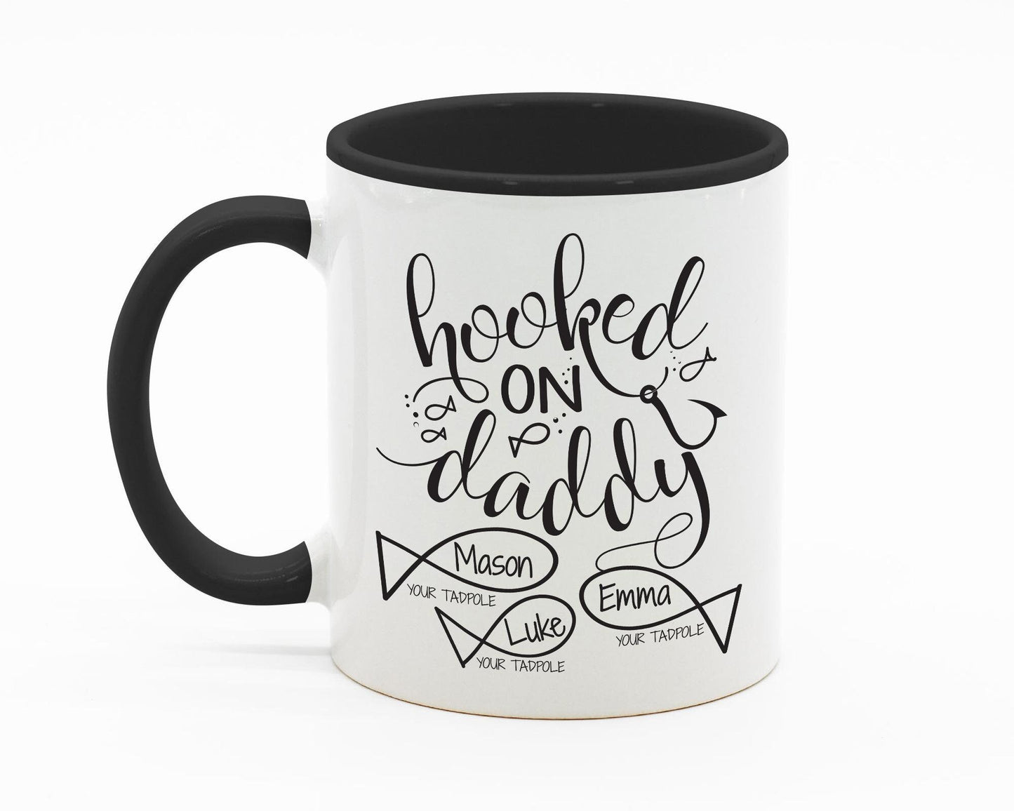 Personalized Hooked On Daddy Fisherman Gift/ Custom With Kids Names/ Christmas/ Birthday/ Father's Day Gift/ Fishing Dad Gift