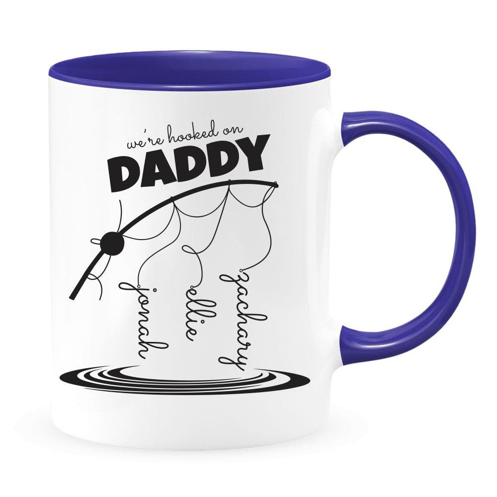 Personalized Hooked On Daddy Fisherman Gift/ Personalized With Kids Names/ Christmas/ Birthday/ Father's Day Gift/ Fishing Dad Gift