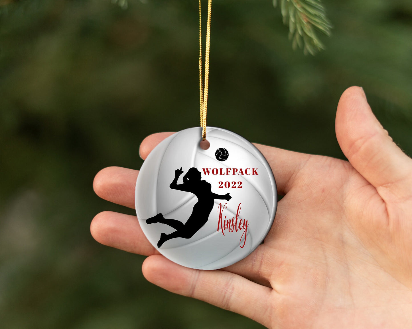 Personalized Volleyball Ornament/ Ceramic Christmas Ornament/ Custom With Names And Date/ Custom Team Name/ Volleyball Christmas Gift