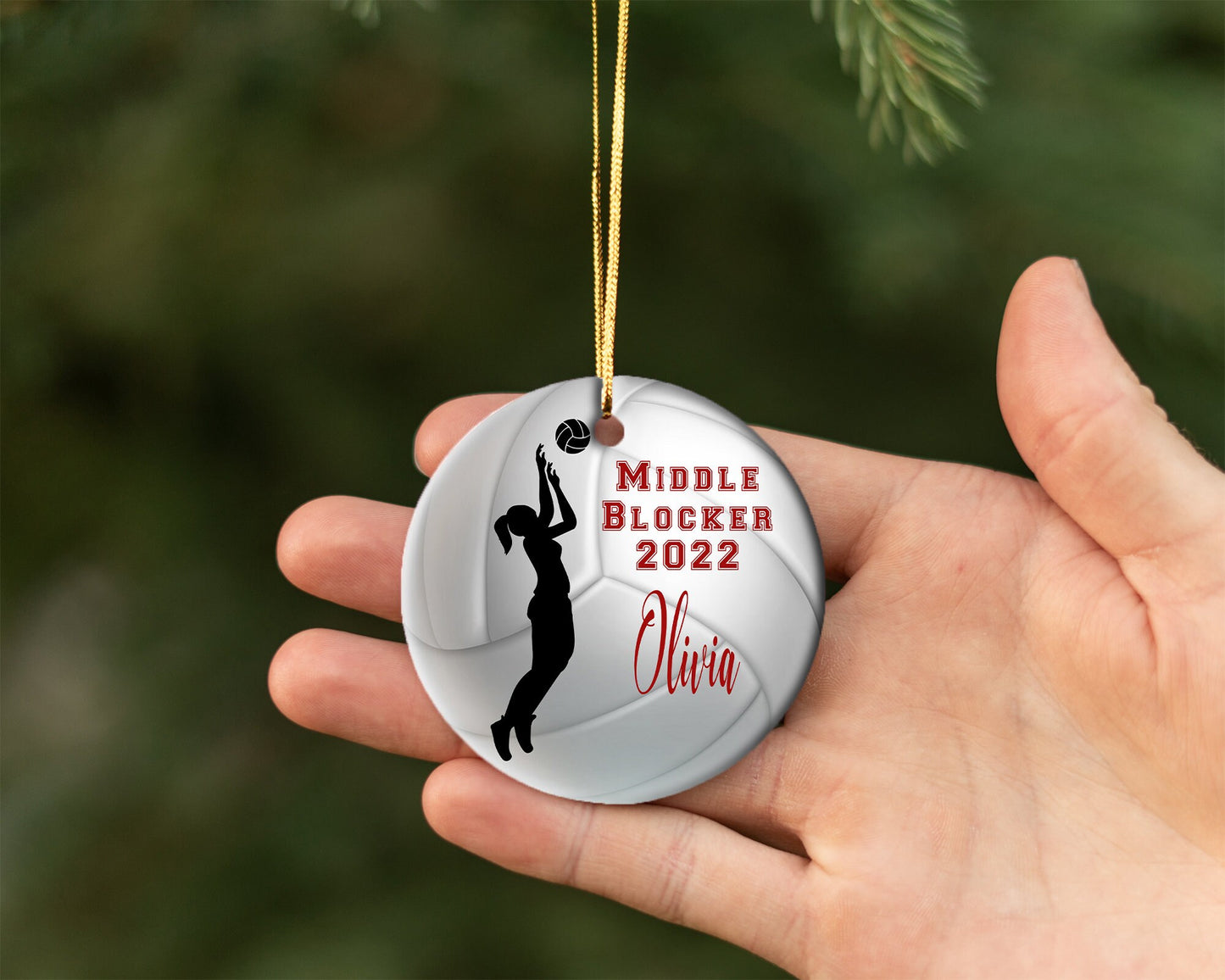 Personalized Volleyball Ornament/ Ceramic Christmas Ornament/ Custom With Names And Date/ Custom Team Name/ Volleyball Christmas Gift