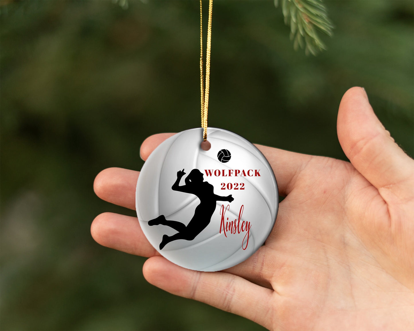 Personalized Volleyball Ornament/ Ceramic Christmas Ornament/ Custom With Names And Date/ Custom Team Name/ Volleyball Christmas Gift