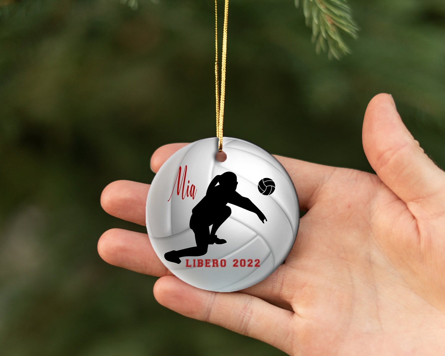 Personalized Volleyball Ornament/ Ceramic Christmas Ornament/ Custom With Names And Date/ Custom Team Name/ Volleyball Christmas Gift